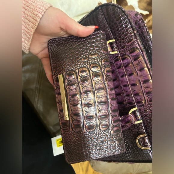 Brahmin Shimmering Purple Crocodile Satchel - Picture 10 of 11